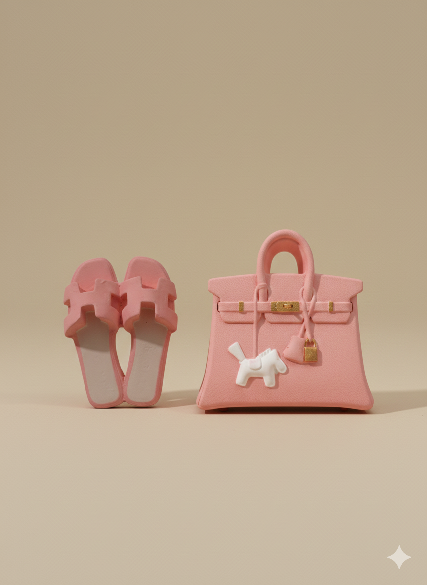 Pack Duo Oran & Birkin – Claquettes + Sac Assortis (Rose)