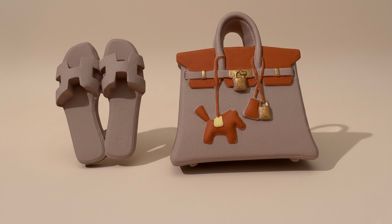 Pack Duo Oran & Birkin – Claquettes + Sac (Orange et beige)