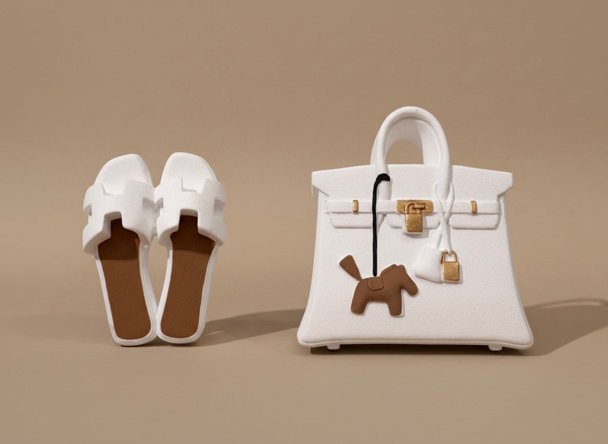 Pack Duo Oran & Birkin – Claquettes + Sac Assortis (Blanc)