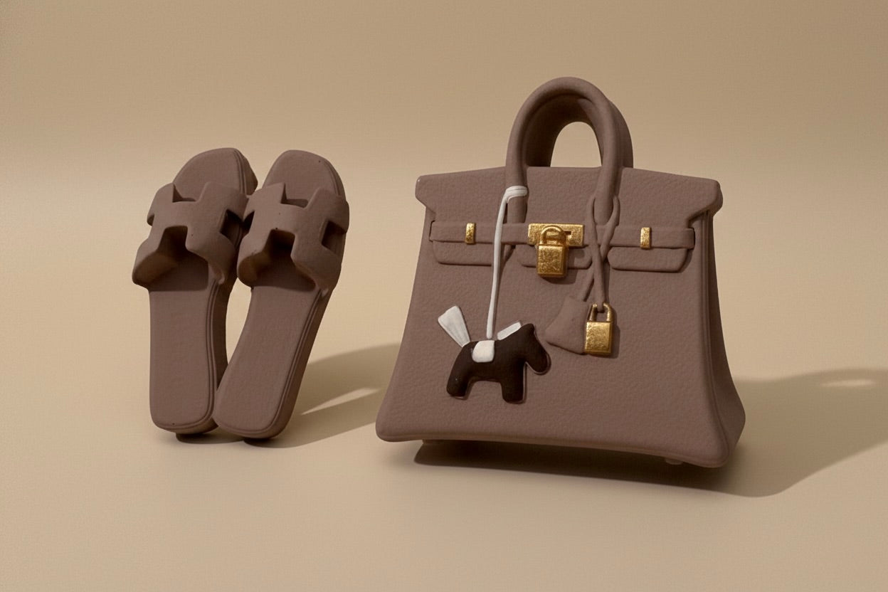 Pack Duo Oran & Birkin – Claquettes + Sac Assortis (taupe)